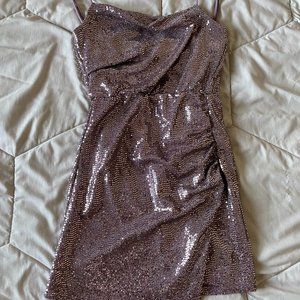 Lucy in the Sky Shai Knit Sequin Side Slit Dress Purple